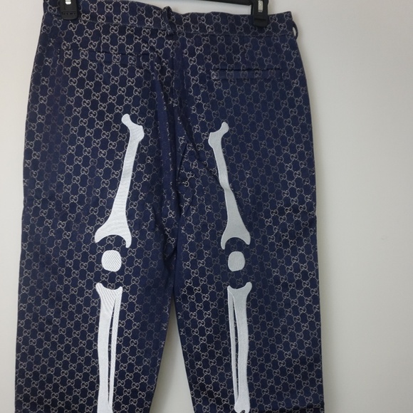 Bravest Studios Jacquard Bones Men's  Pants 34/32 In Navy NWTags - Picture 7 of 7